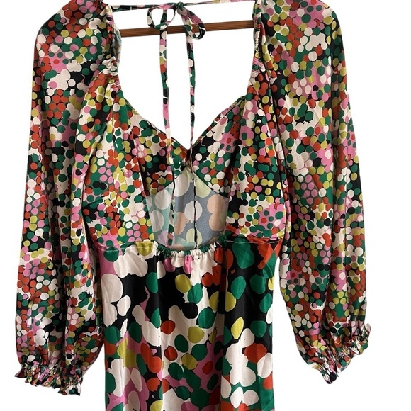 PORRIDGE x ANTHROPOLOGIE *Rare* Puff Sleeve Polka Dot Multicolor Maxi Dress - Picture 8 of 11